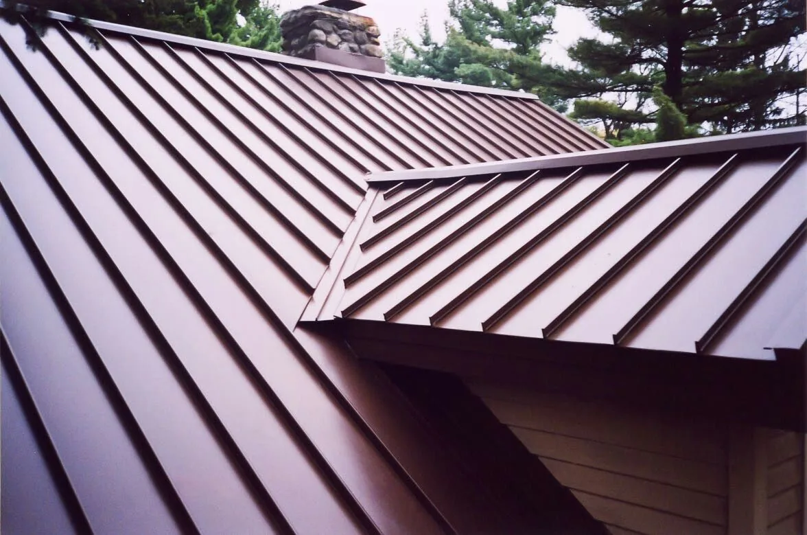 Installed roof sheeting on a completed roofing project